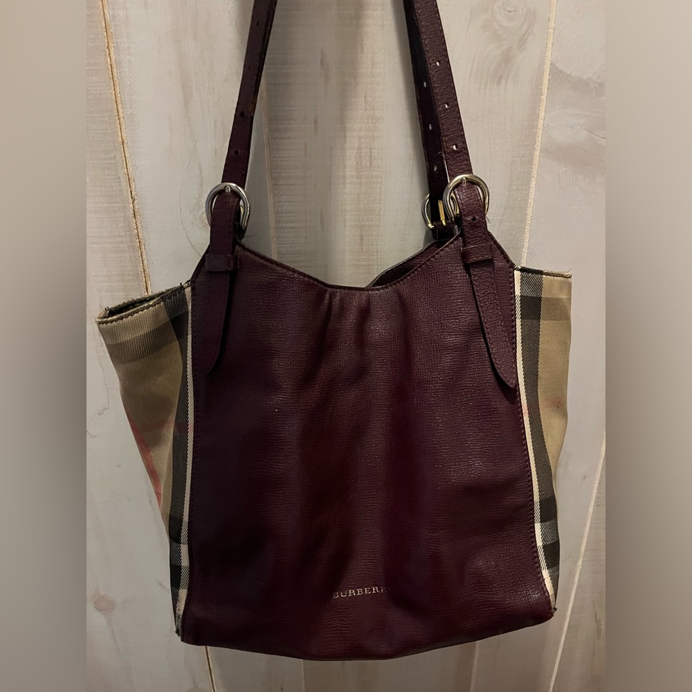 Burberry Canterbury Burgundy Tote - Picture 2 of 8